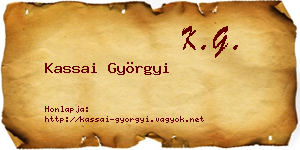 Kassai Györgyi névjegykártya